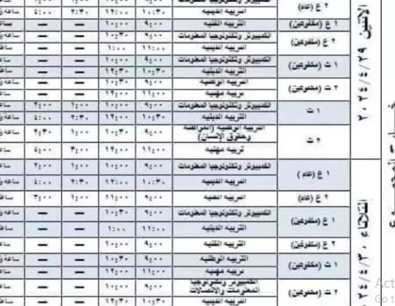 جدول امتحانات المواد الغير مضافة للمجموع 2024 