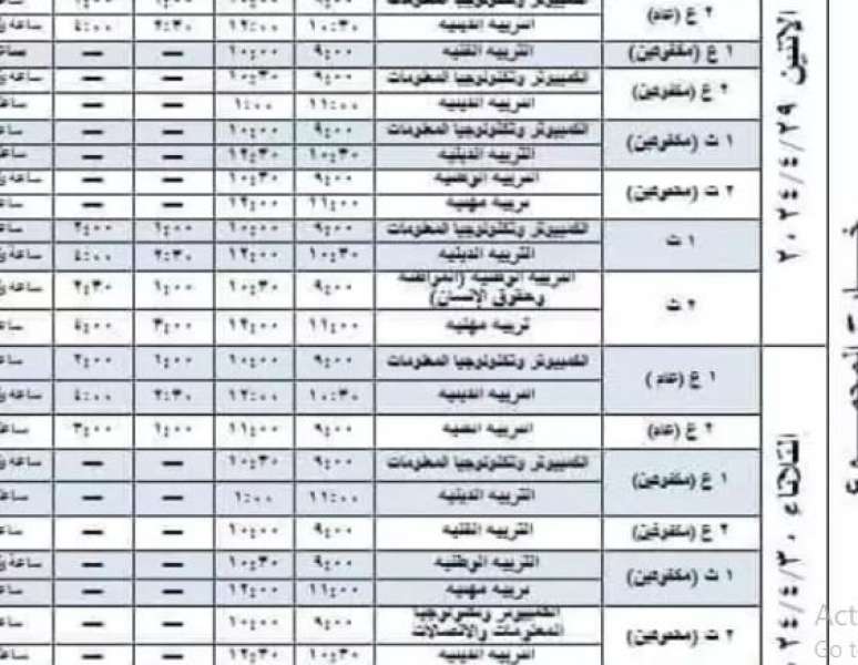 جدول امتحانات العملي الترم الثاني 2024