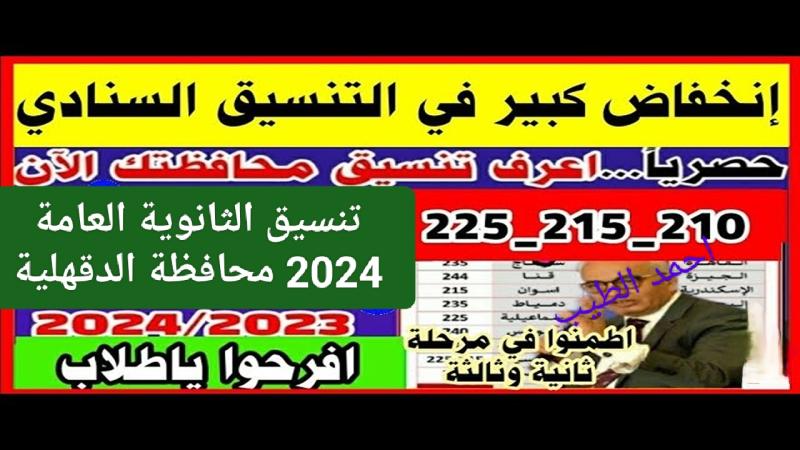  تنسيق الثانوية العامة 2024 محافظة الدقهلية 2024