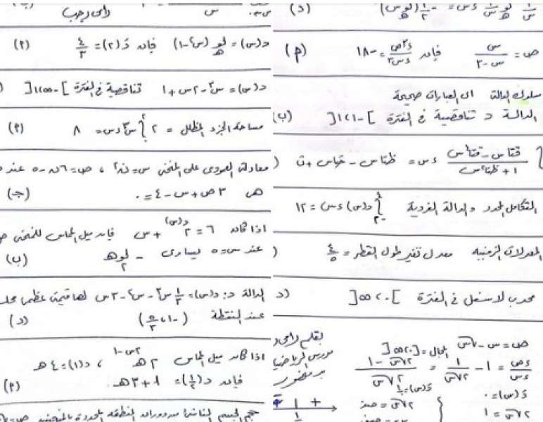 من مدرسين المادة.. حل امتحان التفاضل والتكامل 2024 لطلاب الثانوية العامة بالأسئلة